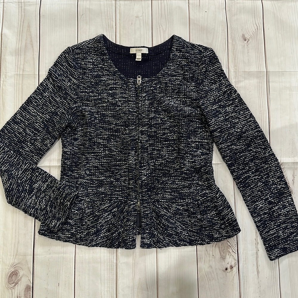 J.Crew Women Blazer Jacket Size small navy blue and white